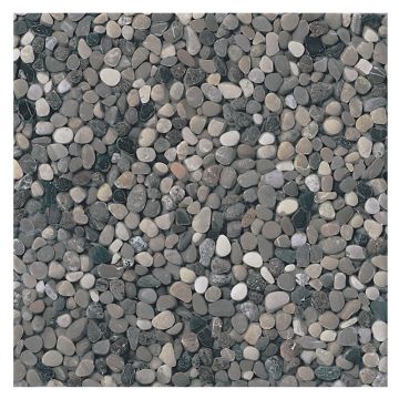 12" Square Pebble Tile in a natural finished Blend of colors. 