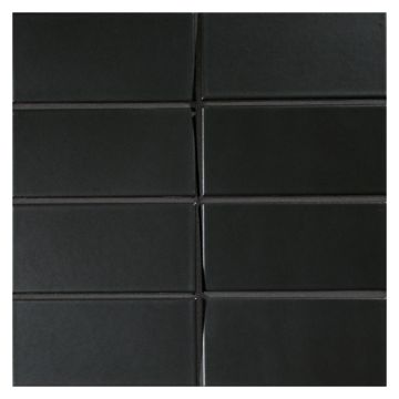 Distortion dimensional mosaic in black with a matte finish.