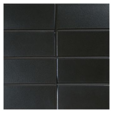 Distortion dimensional mosaic in Metallic Black with a matte finish.