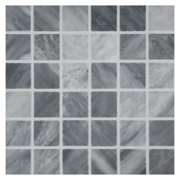 3/4" square mosaic in honed bardiglio turno marble.