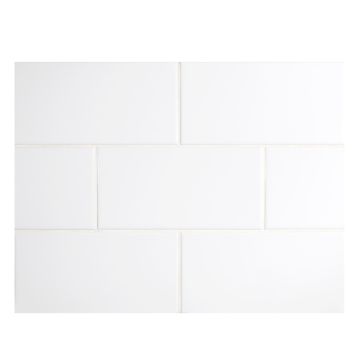 3" x 6" ceramic subway tile in White with a gloss finish.
