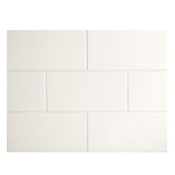 3" x 6" ceramic subway tile in Balsa color with a gloss finish.