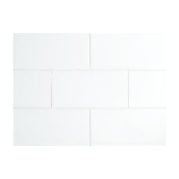 3" x 6" ceramic subway tile in Snow color with a gloss finish.
