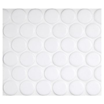 1" porcelain penny round mosaic tile in matte finished Art White color.