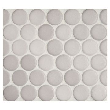 1" porcelain penny round mosaic tile in matte finished Light Diamante color.