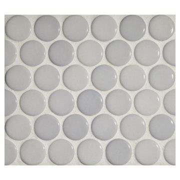 1" porcelain penny round mosaic tile in gloss finished Dunhim color.