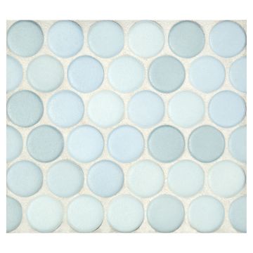 1" porcelain penny round mosaic tile in matte finished Light Agua color.