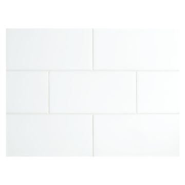 4" x 8" ceramic field tile in Snow color with a gloss finish.