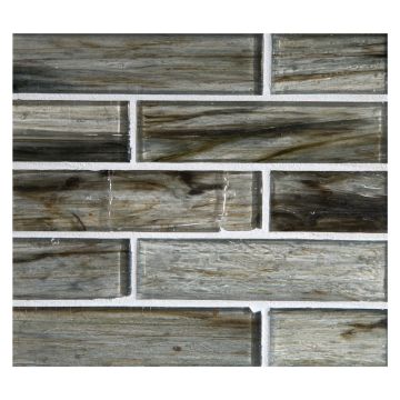 1" x 4" Brick glass mosaic in Nikael color with a natural finish.