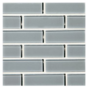 1" x 3" Brick glass mosaic in Ganders Gray color with a Gloss finish.