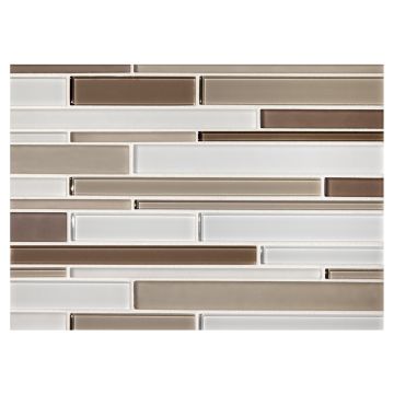 Stagger glass mosaic in glossy and matte Sandalio Blend color.