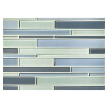 Stagger glass mosaic in glossy and matte Davenport Blend color.