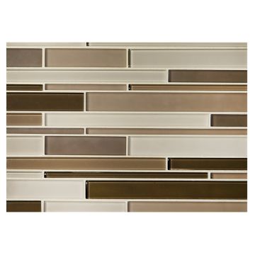 Stagger glass mosaic in glossy and matte London Suede Blend color.