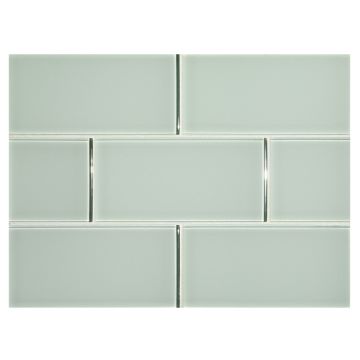 3" x 6"  glass subway tile in Reservoir Green color with a gloss finish.