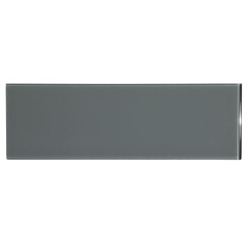 4" x 12" glass field tile in Camelot Gray color with a gloss finish.