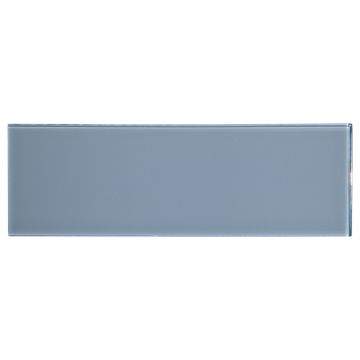 4" x 12" glass field tile in Murdoch Blue color with a gloss finish.