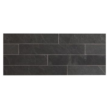 2" x 12" field tile in natural cleft finished Montauk Black slate.