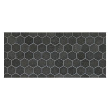 1" hexagon mosaic tile in honed Basalto.