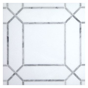 Astor Square mosaic tile in Thassos and Carrara marble.