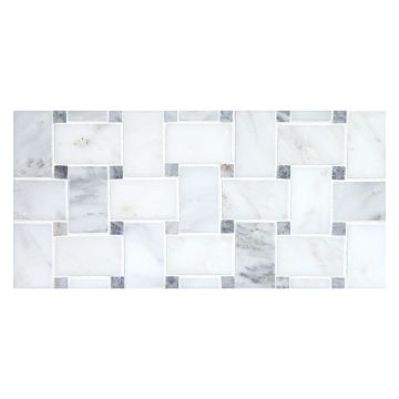 Basketweave mosaic in polished Arcello marble with Gray dot.