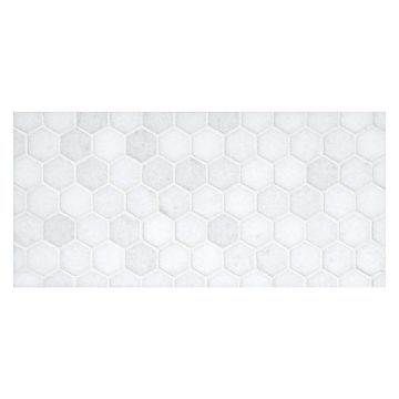 1" hexagon mosaic tile in polished Thassos marble.
