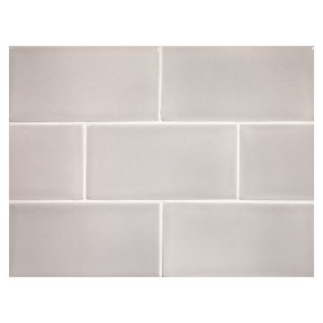 Vermeere 3" x 6" ceramic subway tile in Quicksilver with a gloss finish.