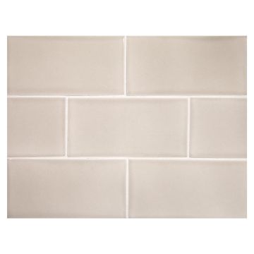 Vermeere 3" x 6" ceramic subway tile in Grey Mist with a gloss finish.