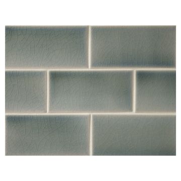 Vermeere 3" x 6" ceramic subway tile in Hummingbird with Fluid Glaze Crackle finish.