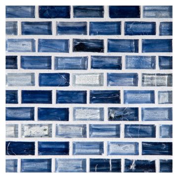 1/2" x 1" Mini Brick glass mosaic in Antiny color with a natural finish.