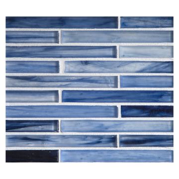 1/2" x 4" Brick glass mosaic in Antiny color with a silk finish.