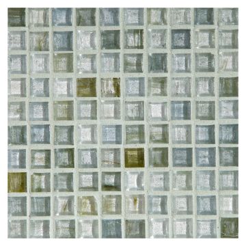 1/2" Mini Square glass mosaic in Selium color with a natural finish.