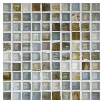 1/2" Mini Square glass mosaic in Stronom color with a silk finish.