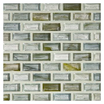 1/2" x 1" Mini Brick glass mosaic in Selium color with a natural finish.