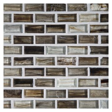 1/2" x 1" Mini Brick glass mosaic in Nikael color with a natural finish.