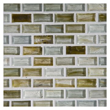 1/2" x 1" Mini Brick glass mosaic in Stronom color with a natural finish.