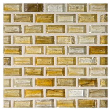 1/2" x 1" Mini Brick glass mosaic in Yettreon color with a natural finish.