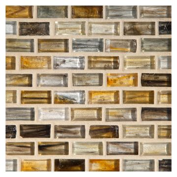 1/2" x 1" Mini Brick glass mosaic in Ton color with a natural finish.