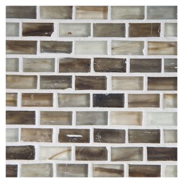 1/2" x 1" Mini Brick glass mosaic in Vadion color with a silk finish.