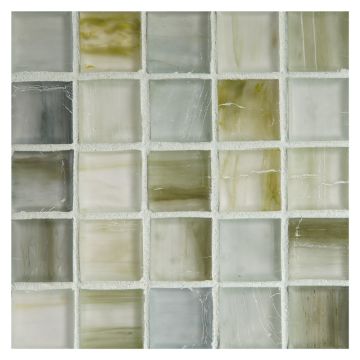 1" Square glass mosaic in Selium color with a silk finish.