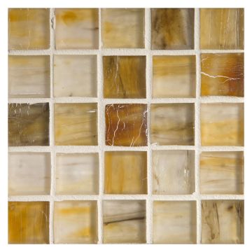 1" Square glass mosaic in Yettreon color with a silk finish.