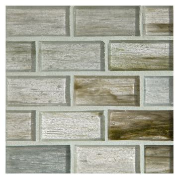 1" x 2" Brick glass mosaic in Selium color with a natural finish.