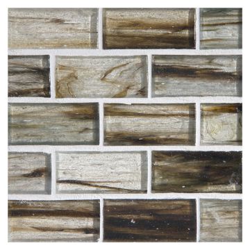 1" x 2" Brick glass mosaic in Nikael color with a natural finish.