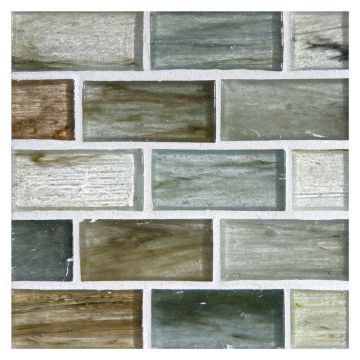 1" x 2" Brick glass mosaic in Stronom color with a natural finish.
