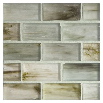 1" x 2" Brick glass mosaic in Selium color with a silk finish.
