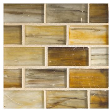 1" x 2" Brick glass mosaic in Ton color with a silk finish.