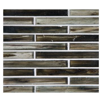 1/2" x 4" Brick glass mosaic in Nikael color with a natural finish.