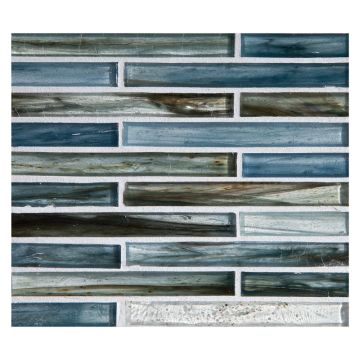 1/2" x 4" Brick glass mosaic in Oxy color with a natural finish.