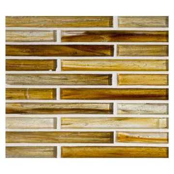 1/2" x 4" Brick glass mosaic in Yettreon color with a natural finish.