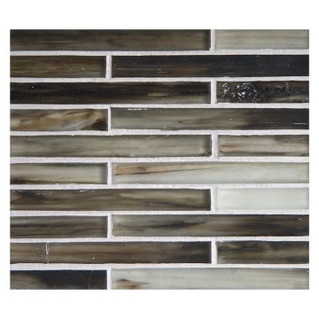 1/2" x 4" Brick glass mosaic in Nikael color with a silk finish.