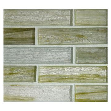 1" x 4" Brick glass mosaic in Selium color with a natural finish.
